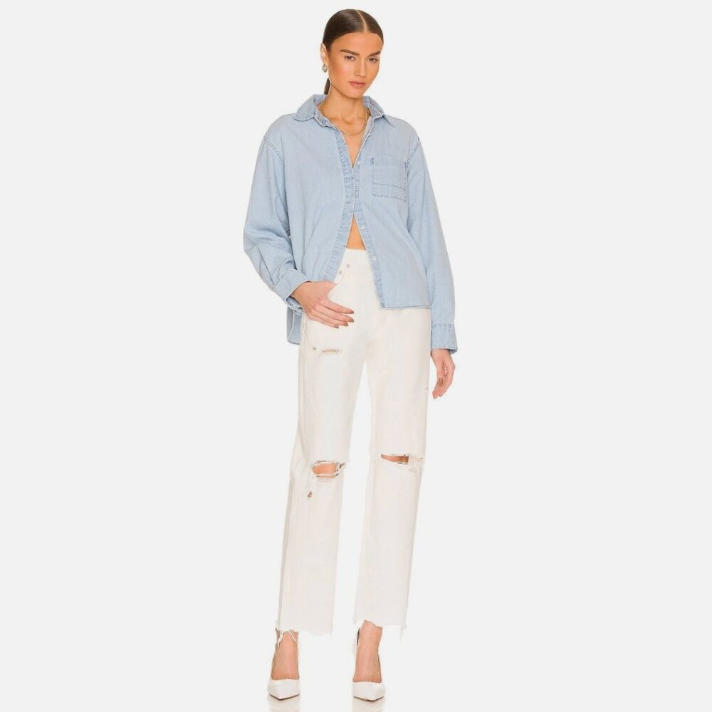 Moussy Vintage Odessa Wide Straight White Womens 24